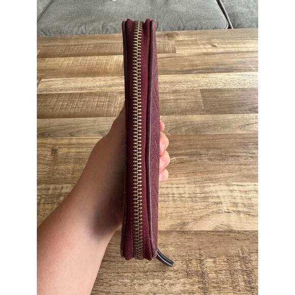 Women Designer Tory Burch Fleming Continental Zip Wallet Deep Berry Quiet Luxury - Picture 5 of 8